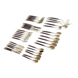 Antique wood and brass cutlery set – 41 pieces