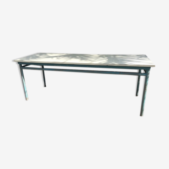 Farm refectory table 10 covered metal and Formica 1960's