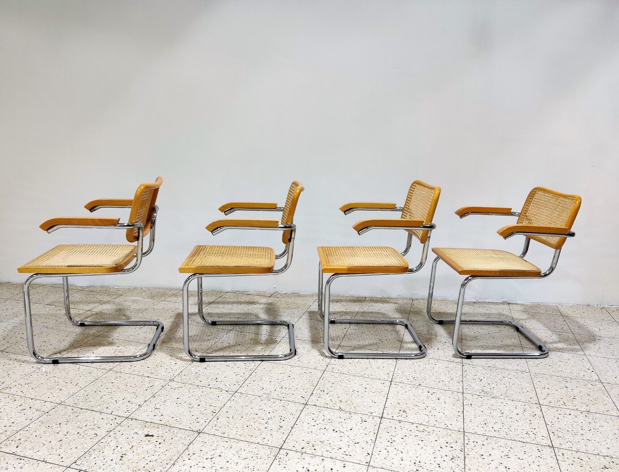 Vintage Marcel Breuer Cesca B64 chairs, made in italy, 1970