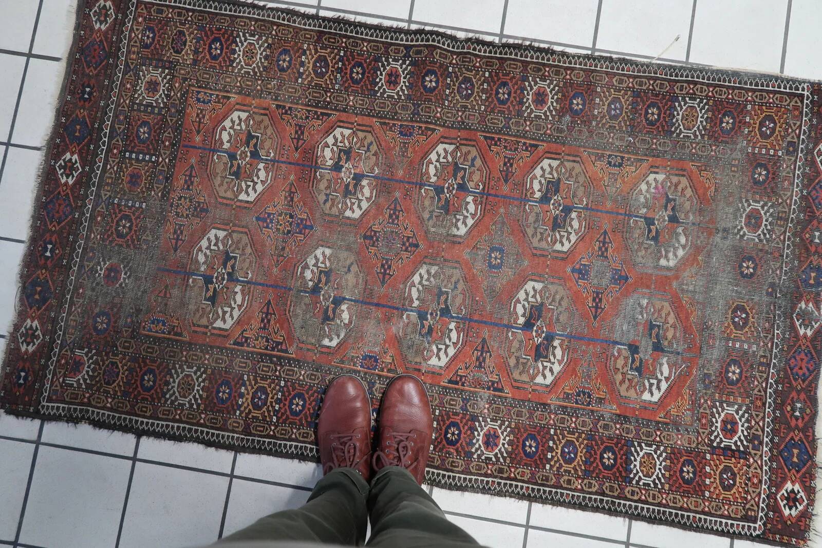 Handmade vintage Afghan Baluch rug 93cm x 164cm 1920s