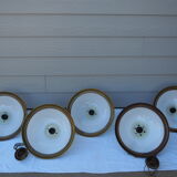 Suspension in white opaline, its edge in aged brass