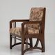 Fauteuil Art Nouveau en chêne et tapisserie florale, Belgique vers 1900