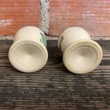 Pair of Antique Quimper Pornic Painted Ceramic Egg Cups Vintage