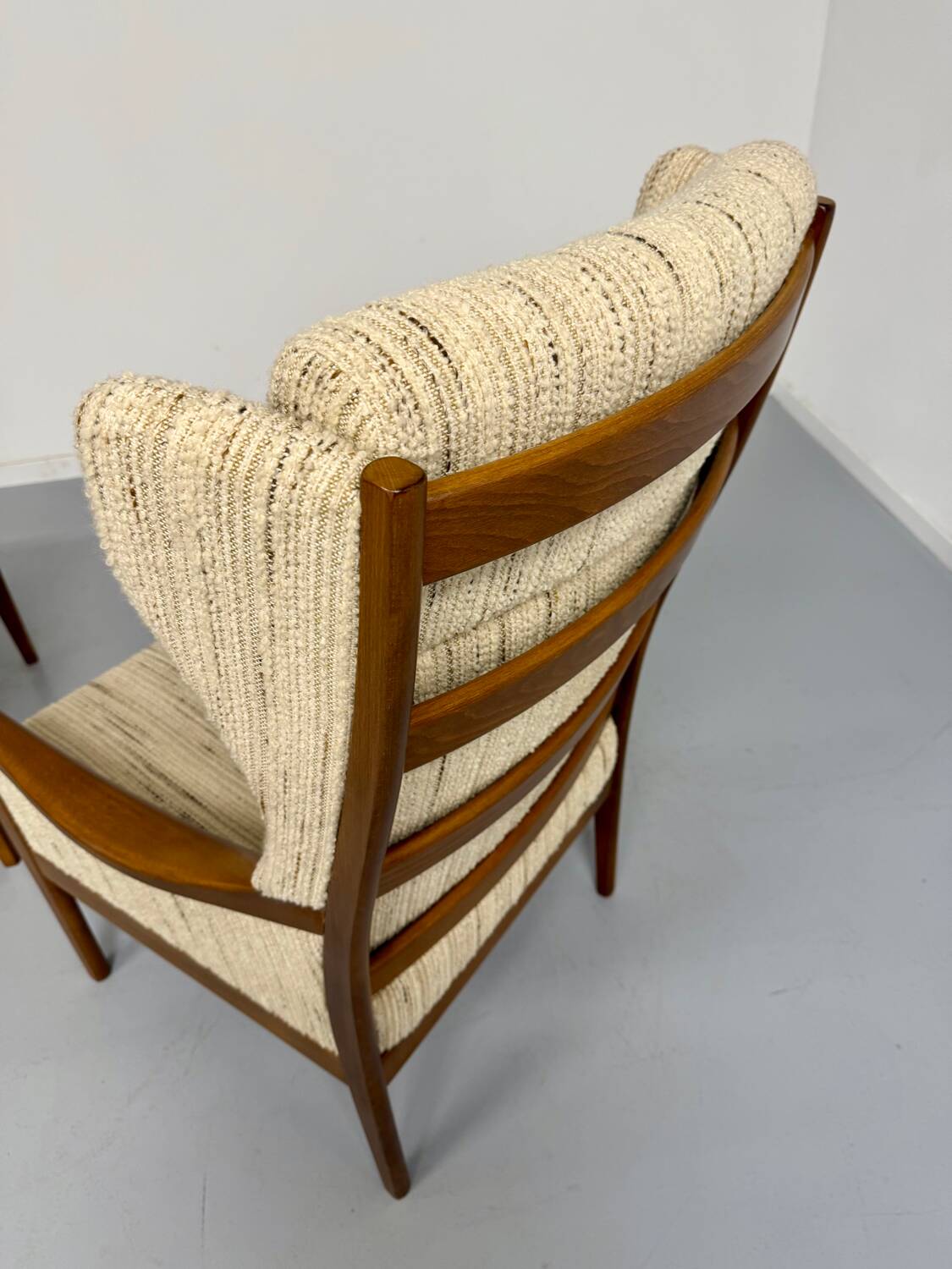 Vintage Casala wingback armchair with ottoman, 1970s design
