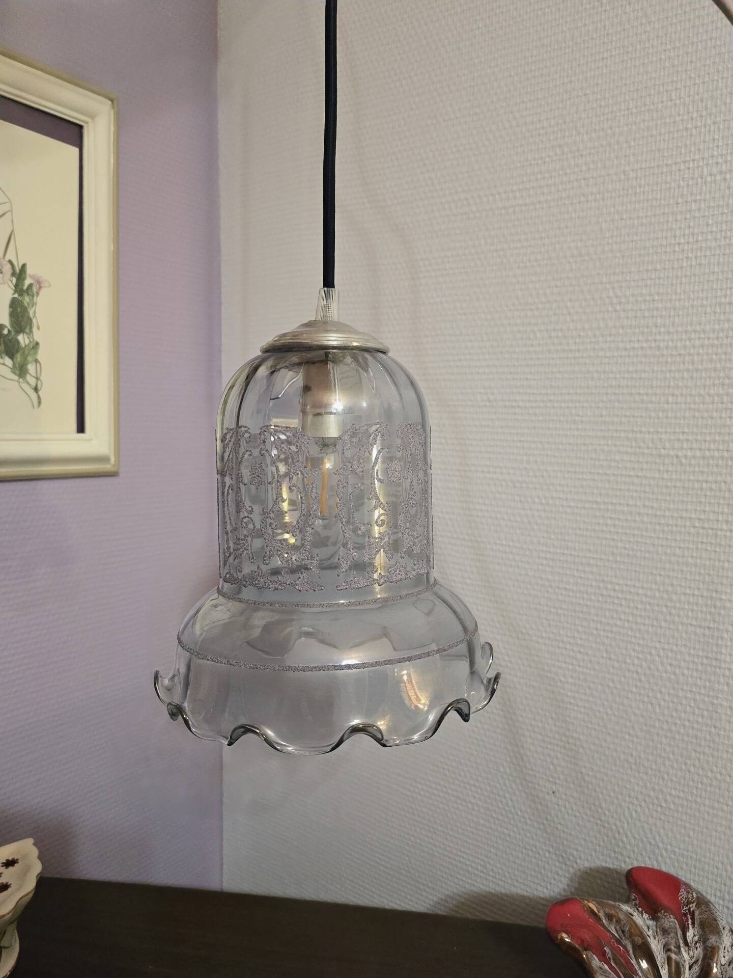 Suspension lampshade bell Vianne in petrol blue colour