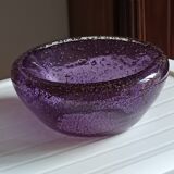 Purple Murano glass pocket bowl with aventurine – attributed to Seguso