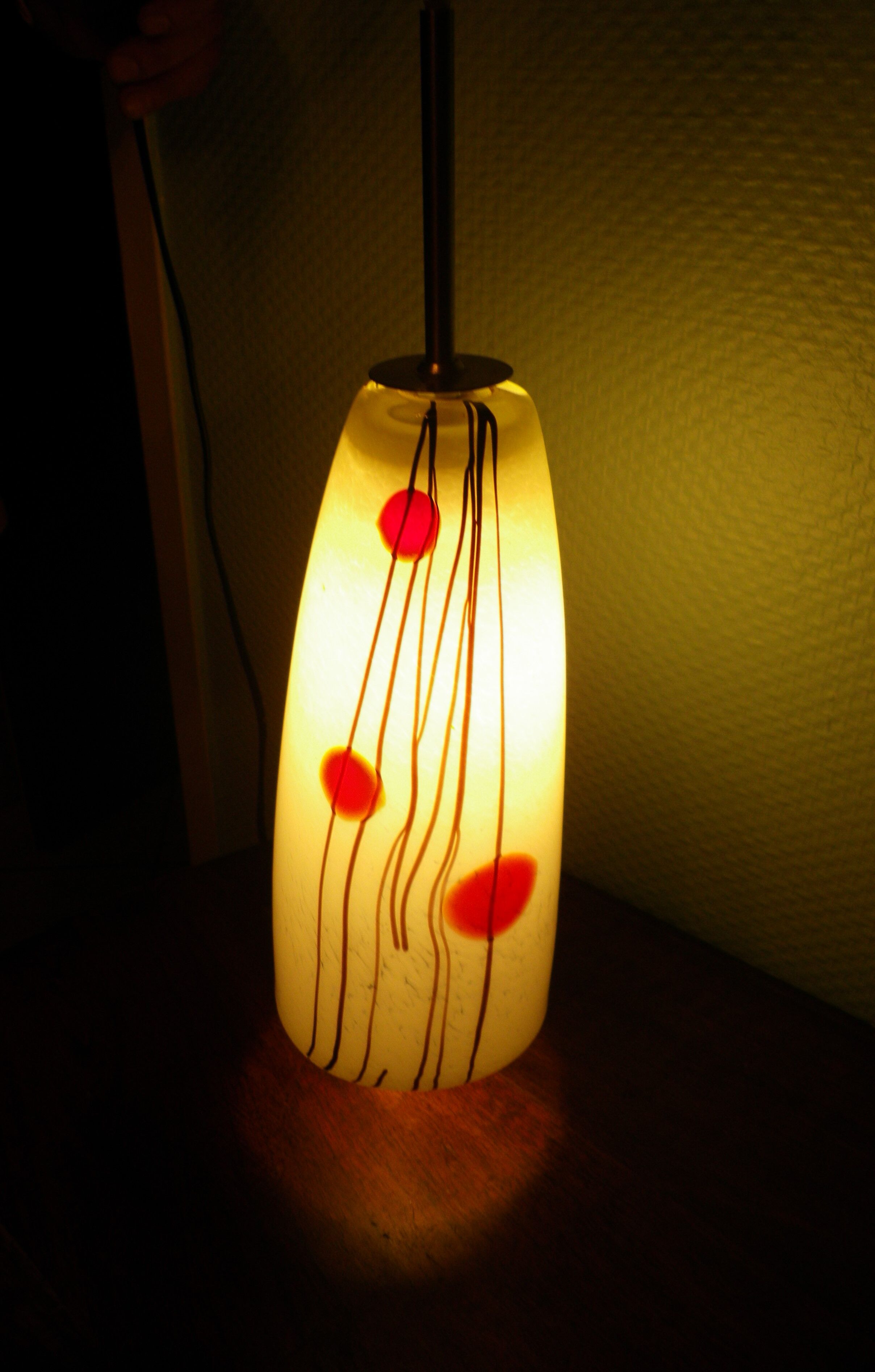 Art deco pendant lamp from the 70s, opaline, chrome metal