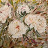 Peony flower painting signed with certificate of authenticity