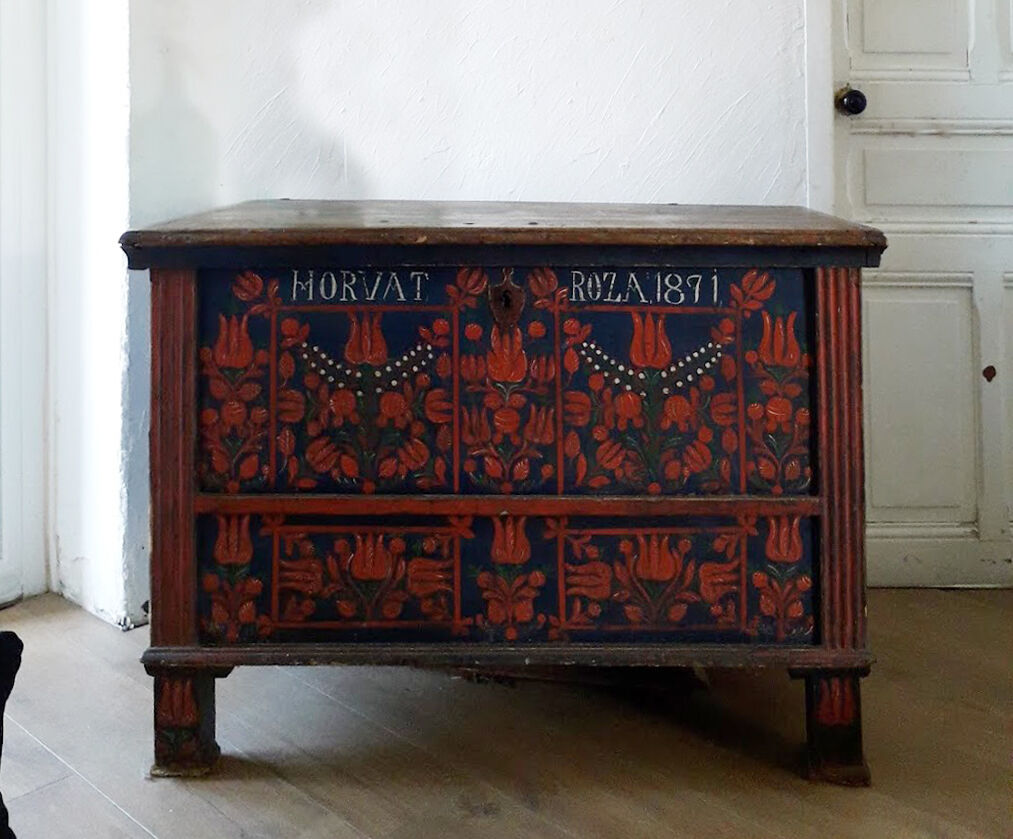 Old wedding chest painted 1891