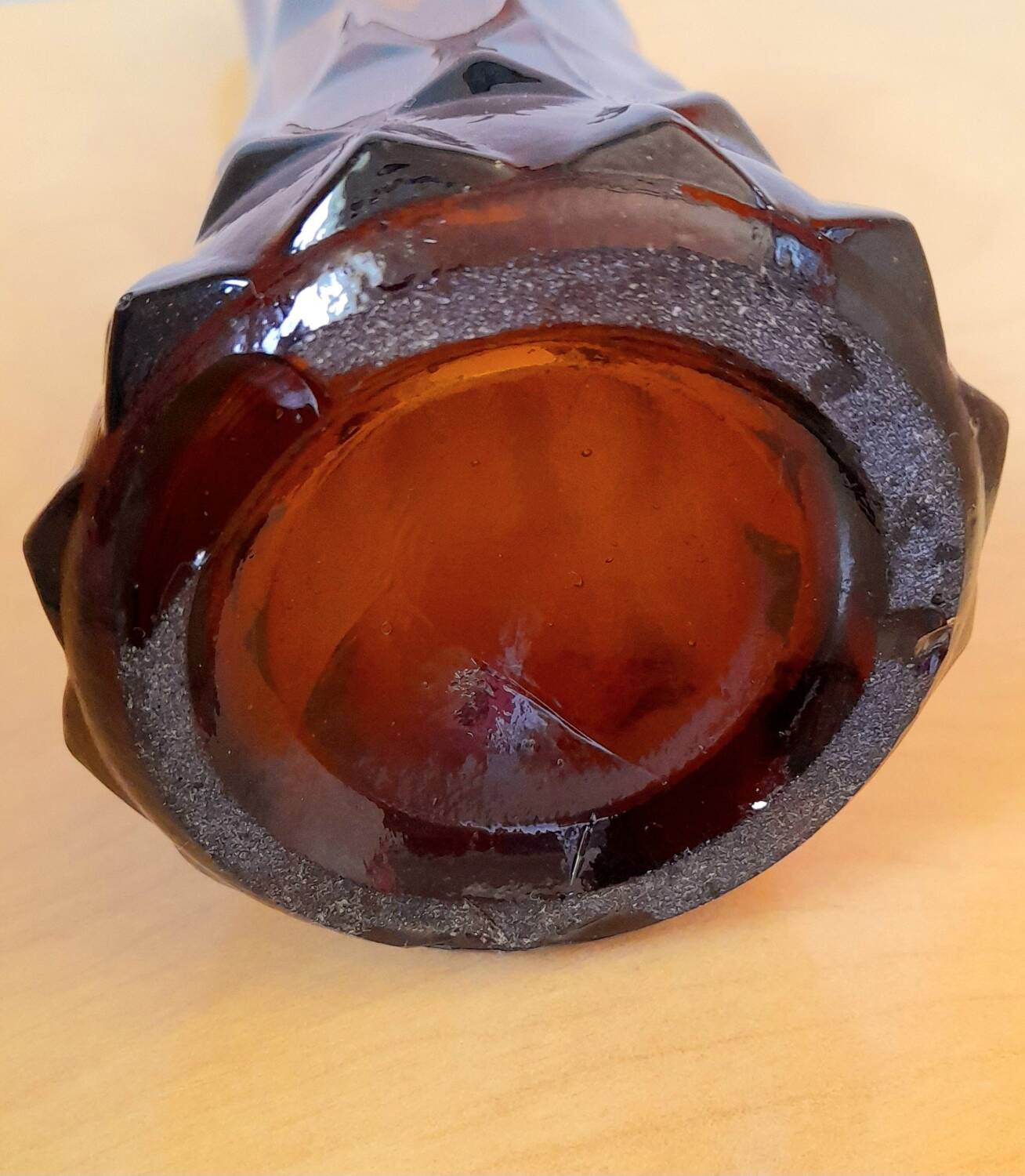 Amber glass vase 70s