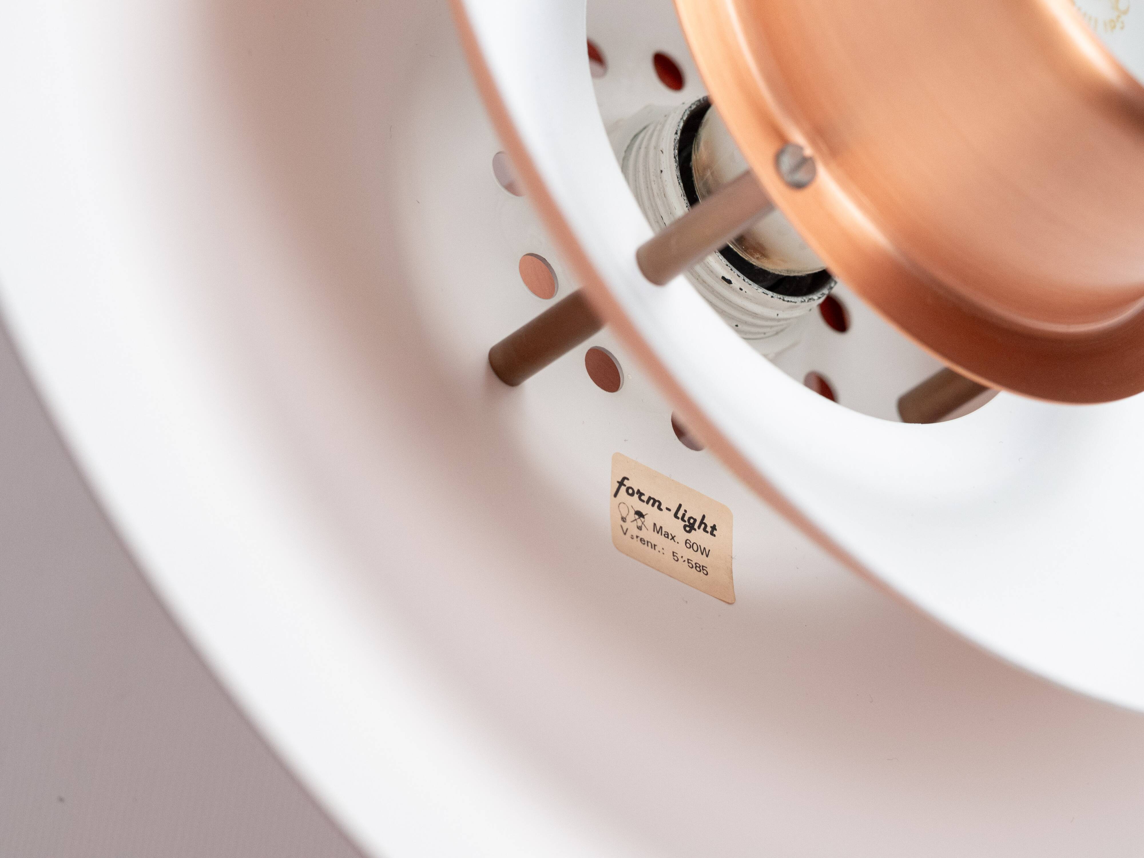 Vintage Copper Pendant Lamp by Form-Light, Danish Mid-Century Modern Lighti
