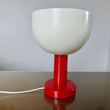Red lacquered wood lamp and light diffuser in perspex 1980