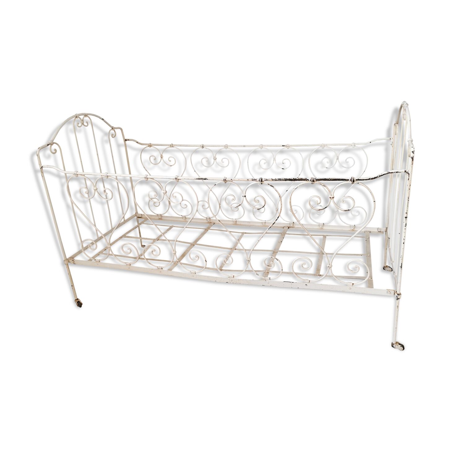 Bed, wrought iron bench