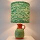 Wireless Jasba table lamp - West German pottery with fish decor | 41 cm