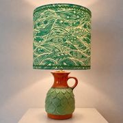 Wireless Jasba table lamp - West German pottery with fish decor | 41 cm