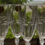 Set of 6 arques crystal champagne flutes. bergamo model.