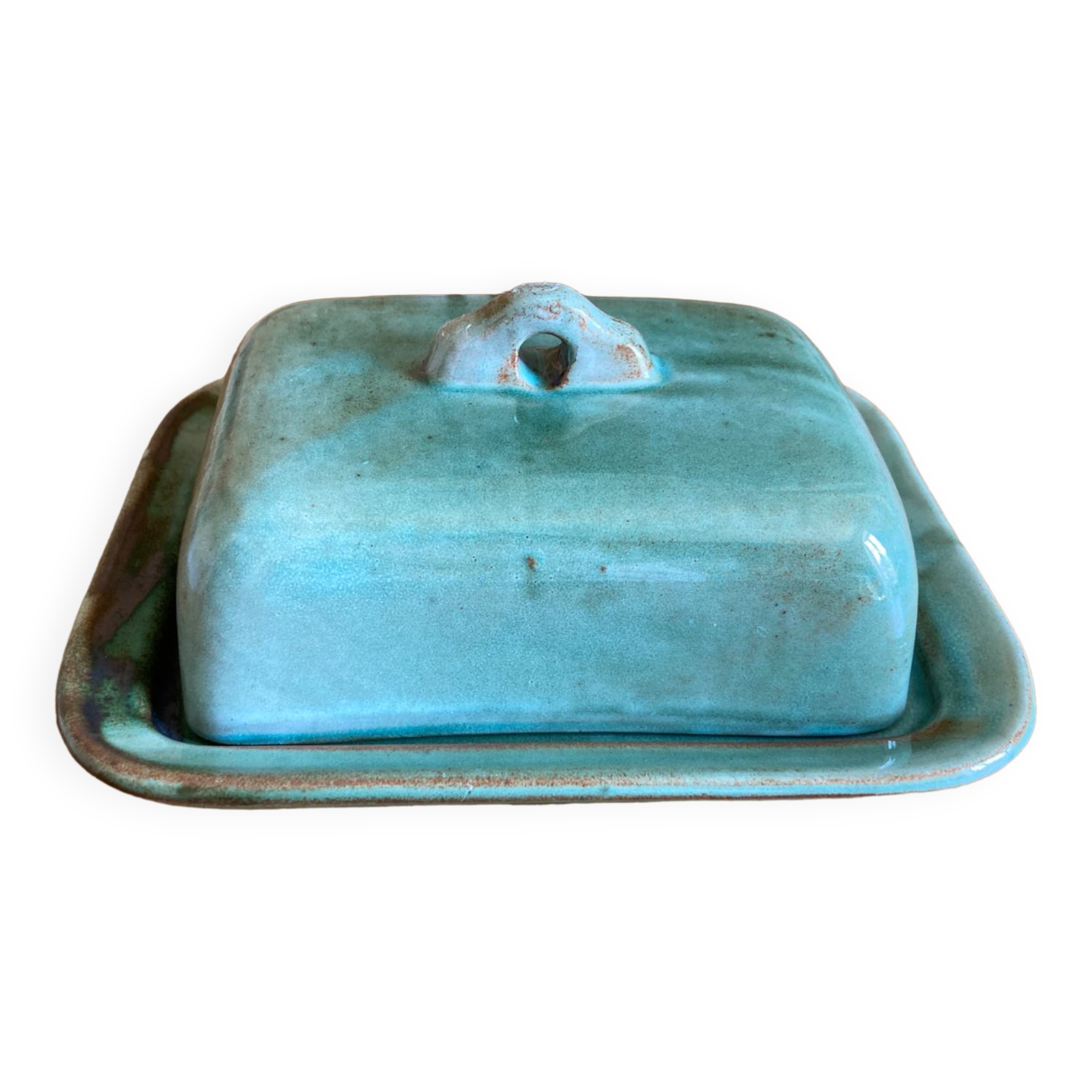 Glazed terracotta butter dish