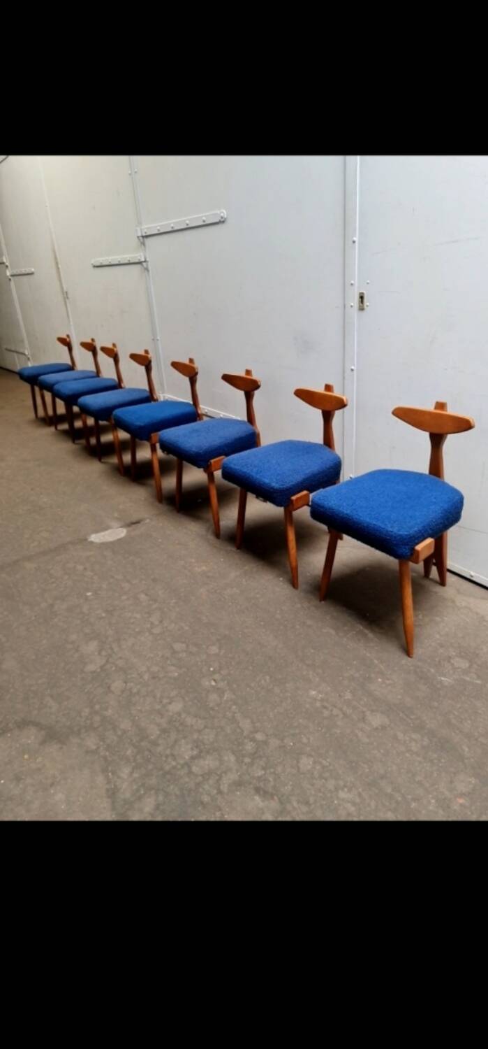 Guillerme chambron tripod chair 1950's, set of 8