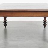Antique English Oak Writing Desk / Partner Desk with a Leather Top