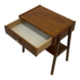 Vintage Compact Cabinet Bedside Table Teak Veneer 1960s