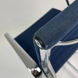 Blue fabric office chair, ICF - Charles Eames, Ray Eames - EA108 aluminum group