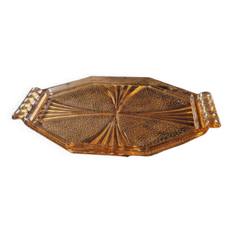 Art Deco amber glass tray