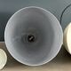 Pair of lacquered metal pendant lights with rose.