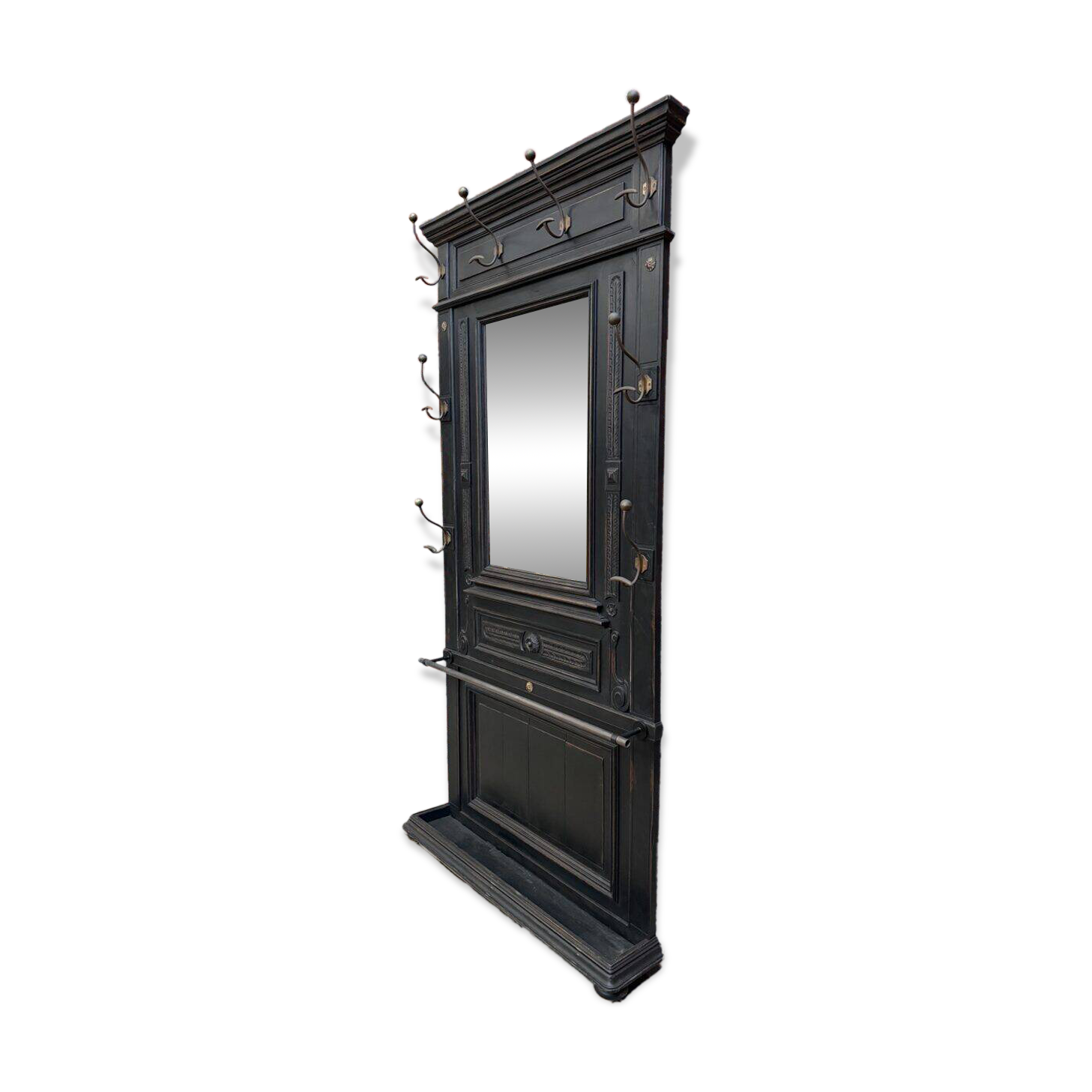 Patinated oak wardrobe from the early 20th century.