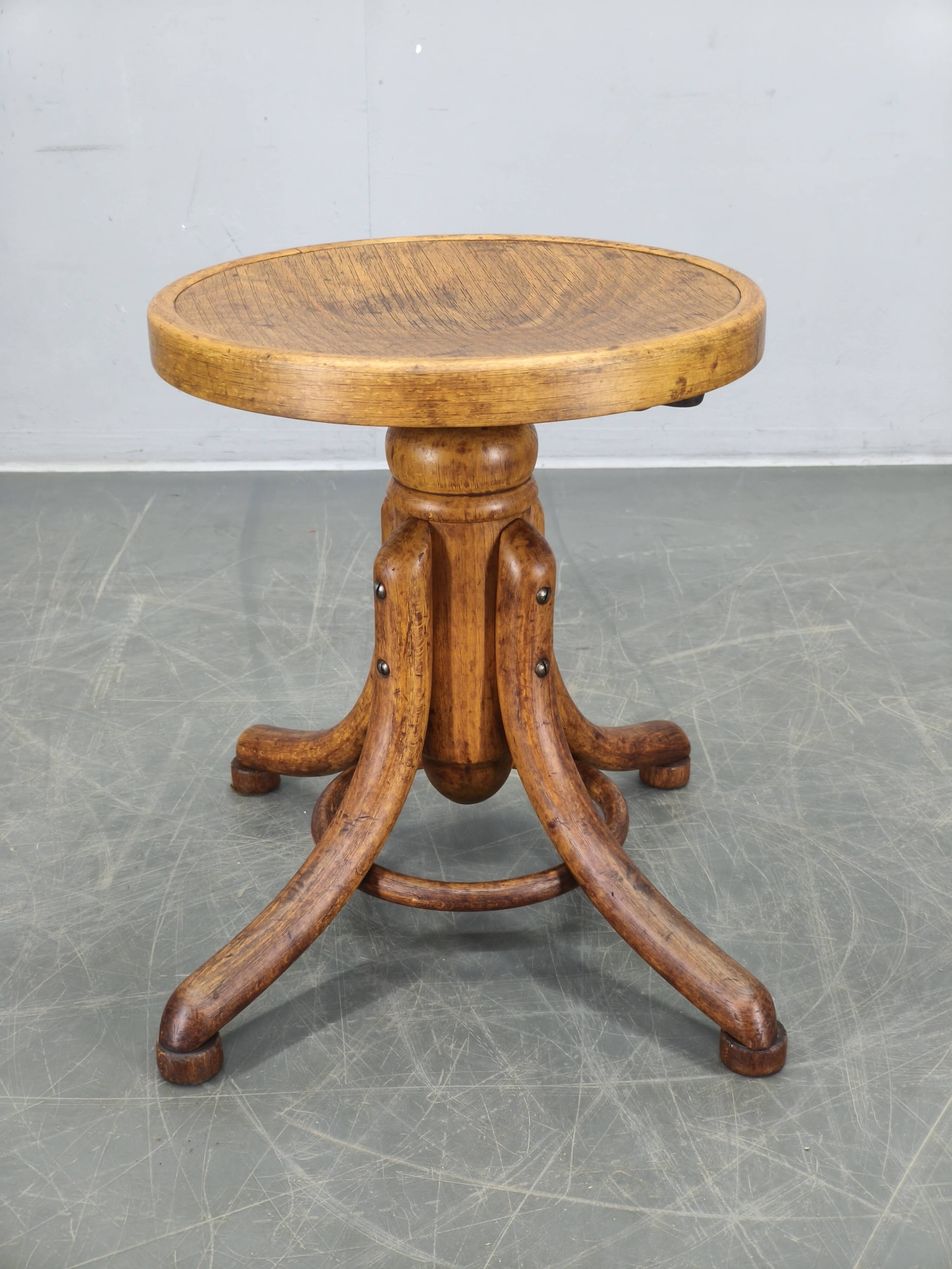 Thonet Bentwood Swivel Piano Stool, Czechoslovakia 1930s