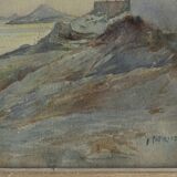 Aquarelle ancienne vue de Marseille signée H Patrice
