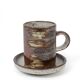 Vintage coffee service 10 pieces, 5 cups plus 5 saucers in speckled stoneware.