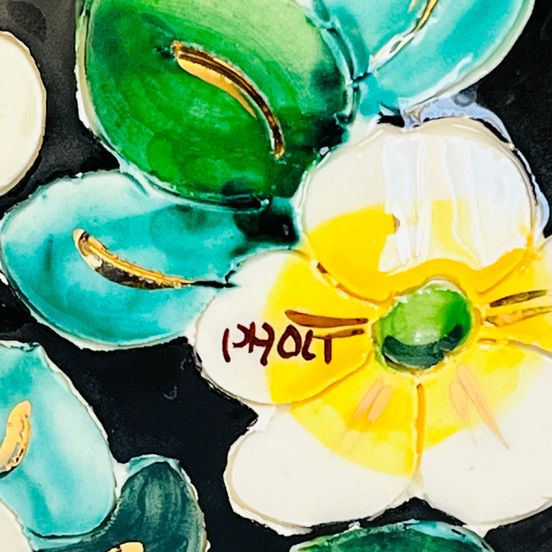 Watering can vase floral decoration hand painted