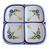 Flat with 4 compartments in earthenware floral decoration