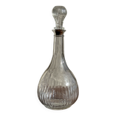 Vintage round-shaped glass carafe with cork stopper H27