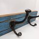 Solid teak coat hook with 2 double cast iron hooks