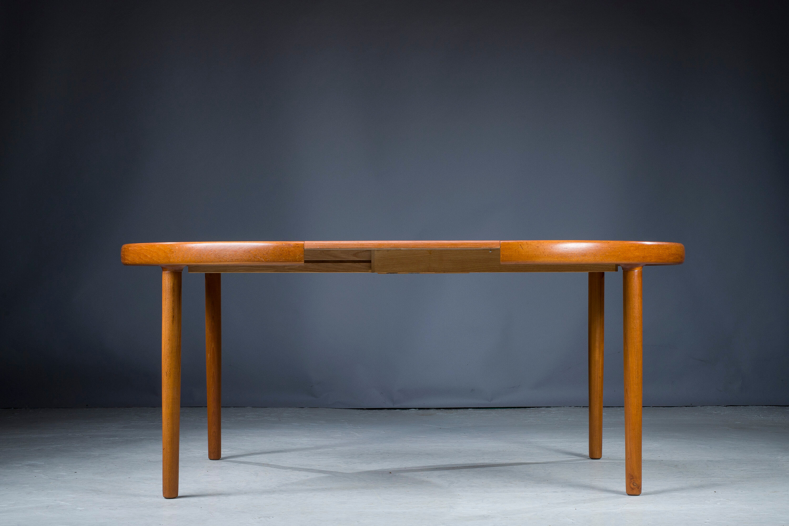 Danish Teak Round Folding Dining Table, 1960s