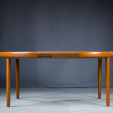 Danish Teak Round Folding Dining Table, 1960s