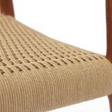 Fauteuil Niels Moller, modèle 57, vintage des années 1950, siège en corde de papier, chaise de salle à manger, Danemark