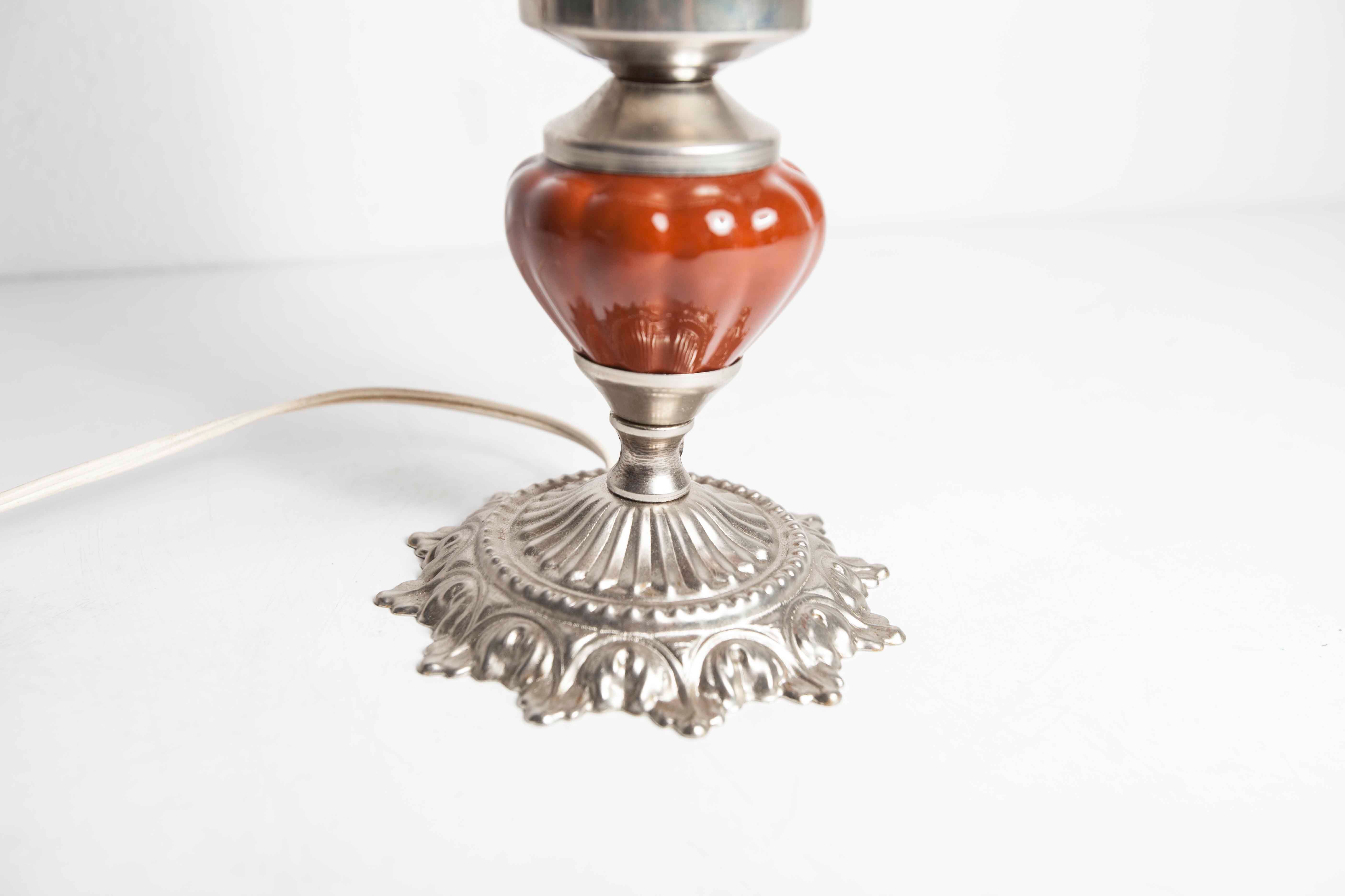 Table or bedside lamp of 1960 ceramic silvered metal glass