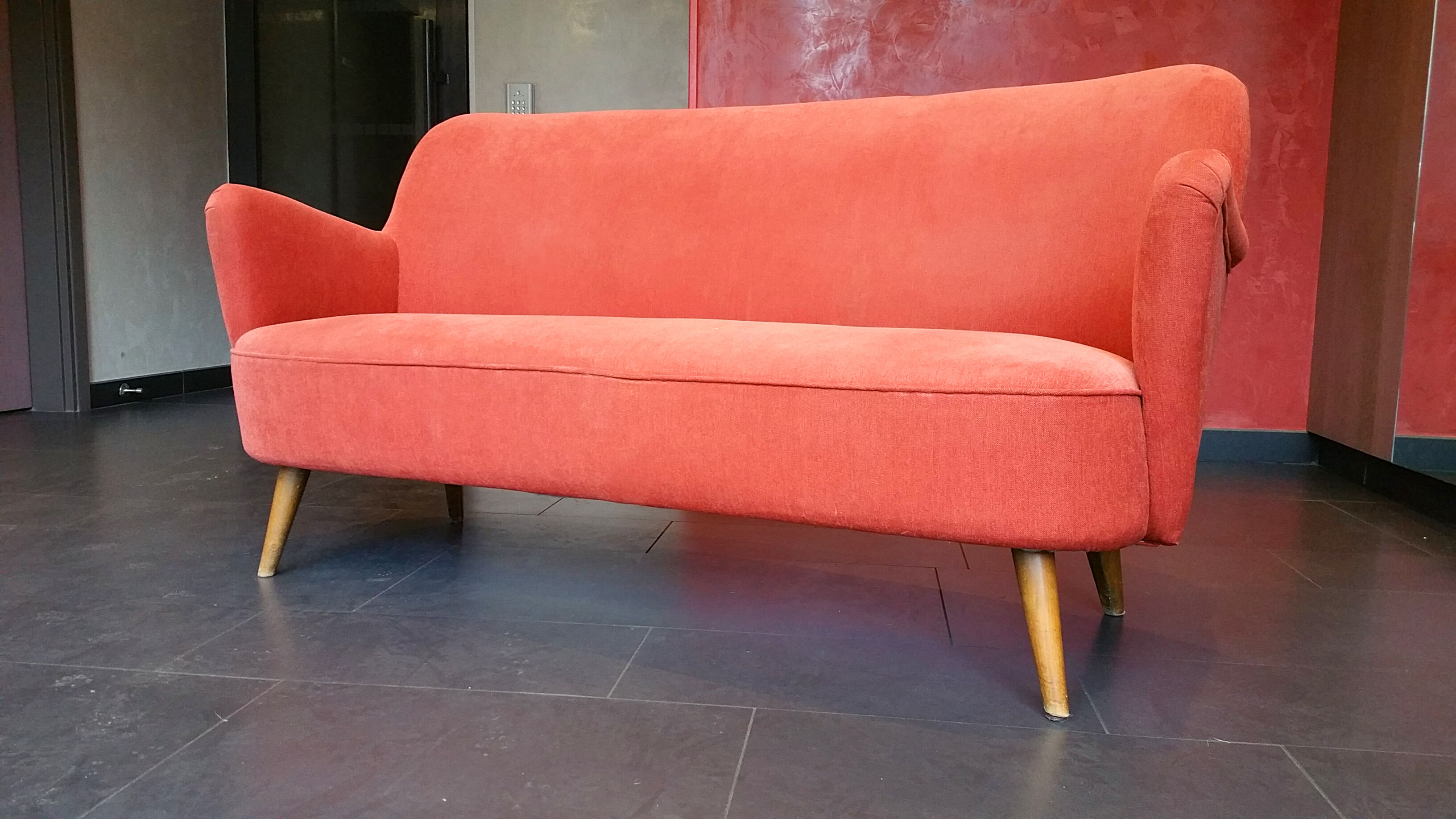 Couch sofa red bean vintage 50/60s