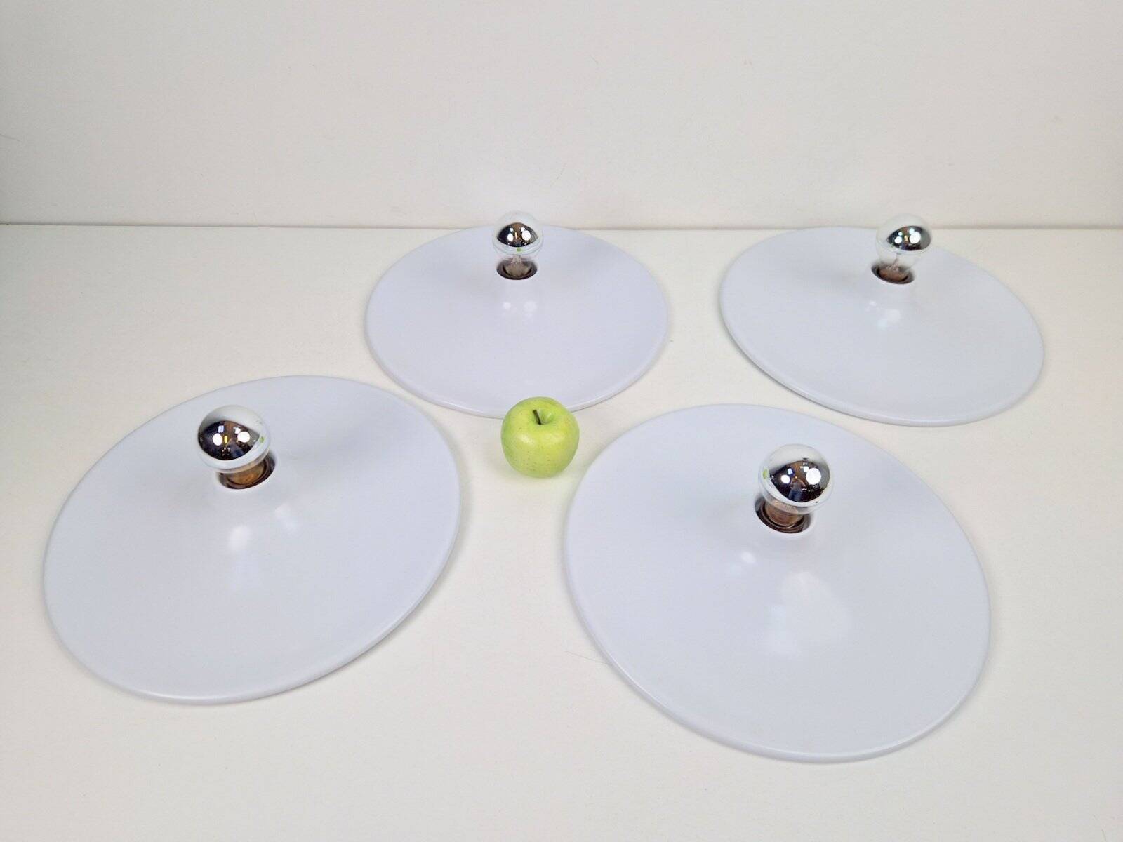 Vintage White UFO Disc Wall Lamps from Targetti Sankey, 1970s, Set of 4