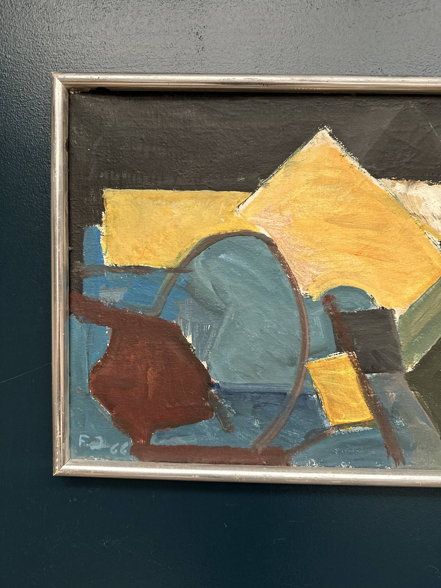 Swedish Oil on Canvas – “Abstract Composition” – Dated 1966 – Vintage