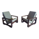 Paire de fauteuils modernistes palissandre de Rio à crémaillère