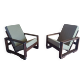Paire de fauteuils modernistes palissandre de Rio à crémaillère