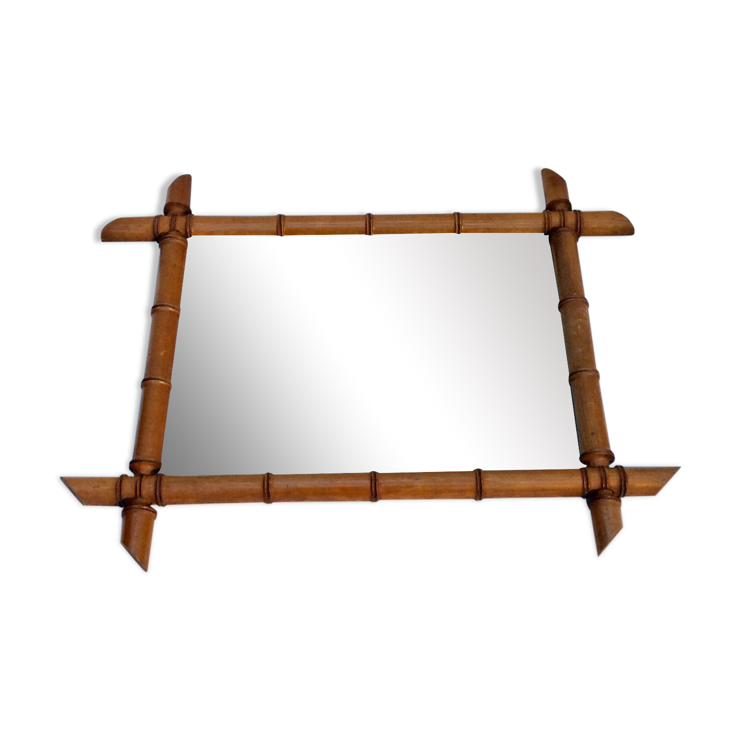 Old bamboo mirror 1950s - 38x49