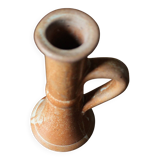 Candle holder with handle, vintage marbled stoneware