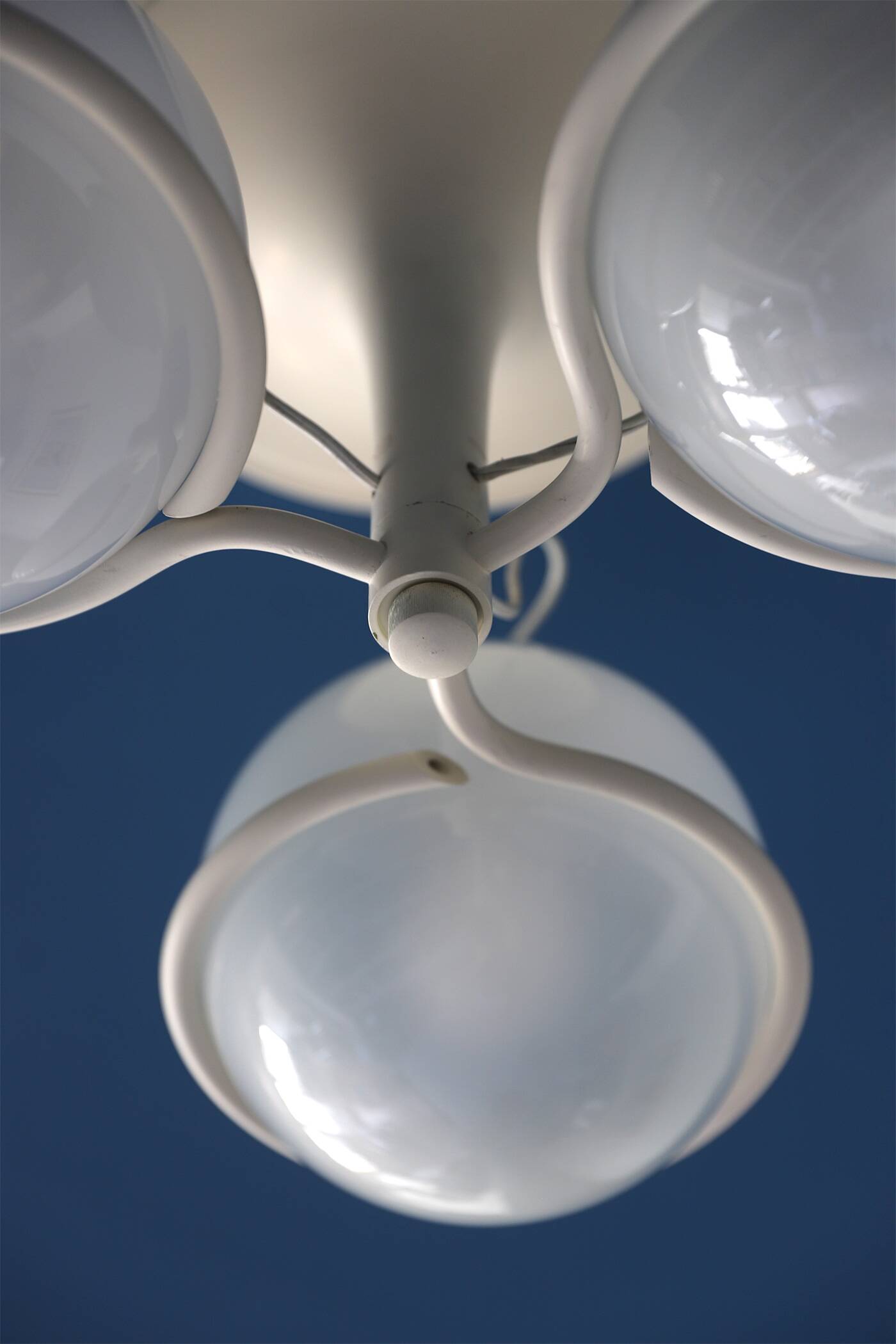 Gino Sarfatti metal and glass 'Le Sfere Plafone 2042/3' ceiling lamp for Arteluce