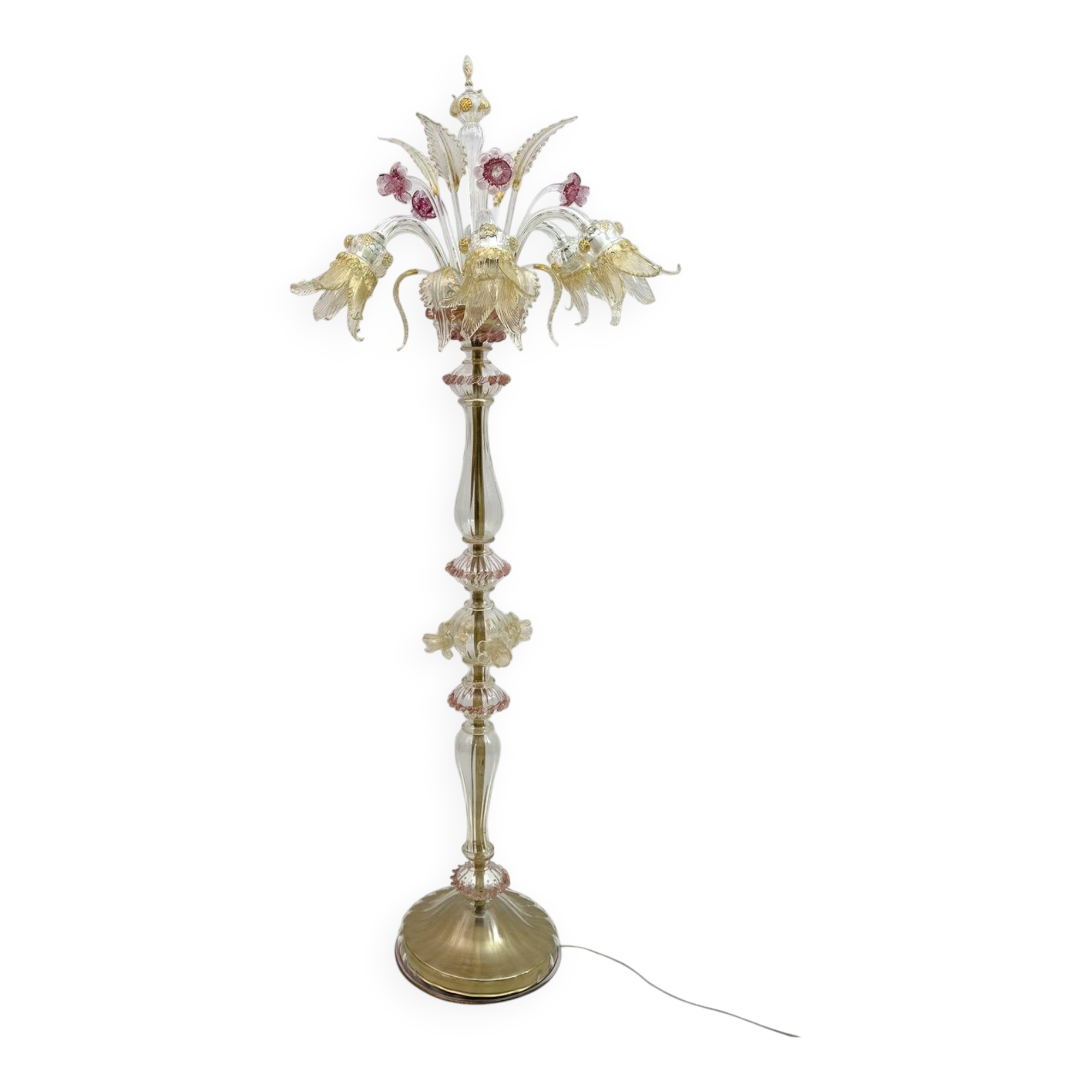 Ca'Rezzonico Blown Murano Glass 6 Arms Floor Lamp, Italy, 1950s
