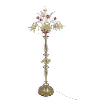 Ca'Rezzonico Blown Murano Glass 6 Arms Floor Lamp, Italy, 1950s
