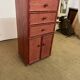 Small Chiffonier / Vintage red lacquered rattan storage unit